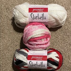 Premier White and Collegiate Yarn Set plus a pink (3 skeins)